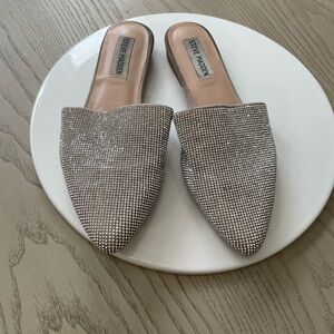Steve Madden Rhinestone Silver Mules